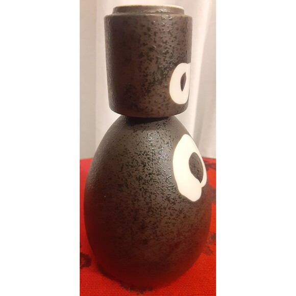 Sake Set for One, Black with White, Salt Glaze (Orangepeel Texture) MCI Japan - Picture 3 of 7